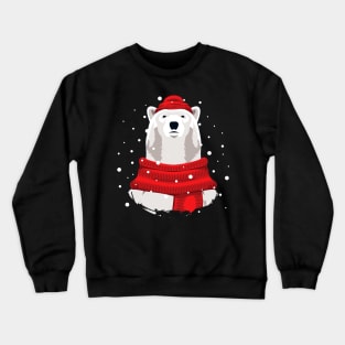 Polar bear in red hat and scarf Crewneck Sweatshirt